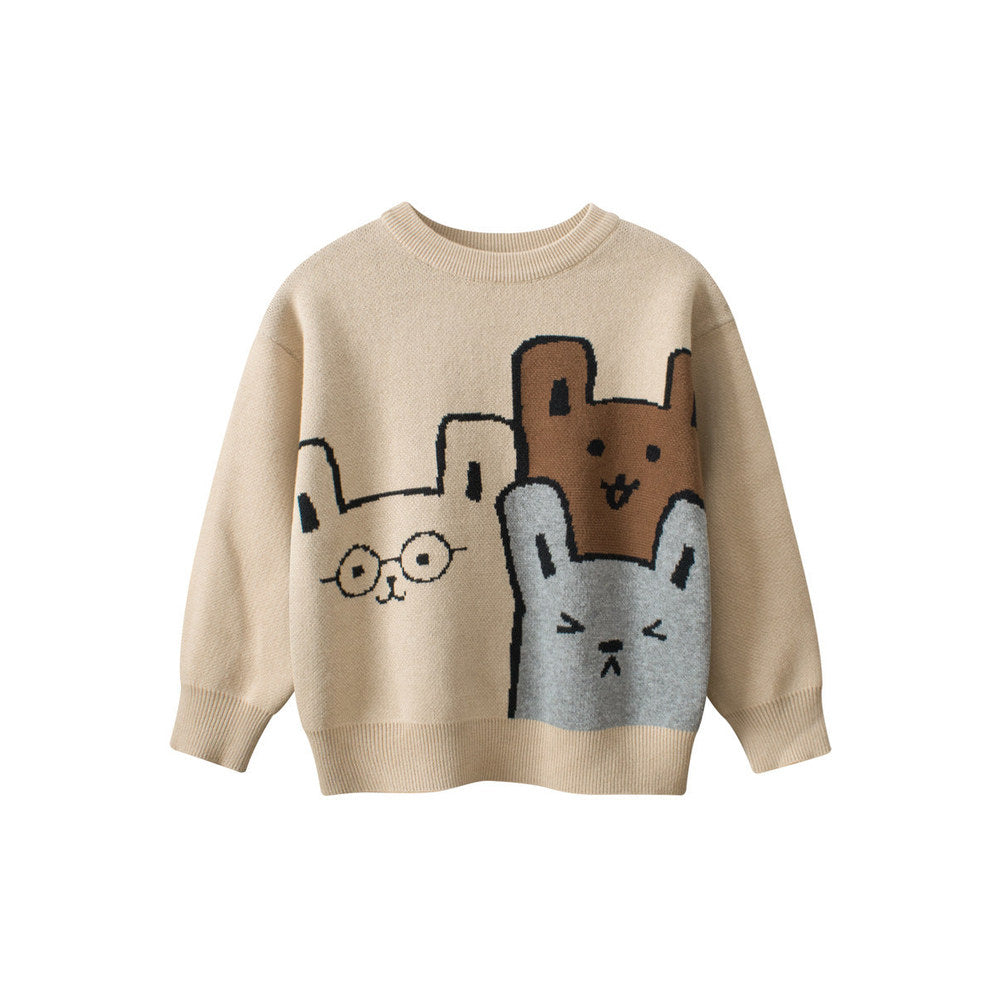 MyKids-USA® Baby Girls Kids Cute Animals Pattern Crew Neck Long Sleeves Knit Pullover