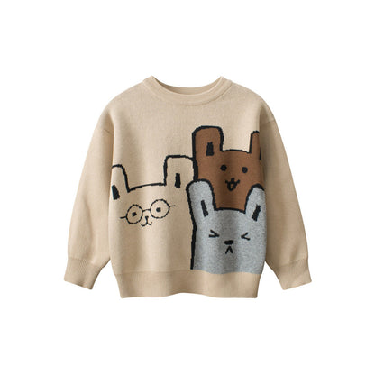 MyKids-USA® Baby Girls Kids Cute Animals Pattern Crew Neck Long Sleeves Knit Pullover