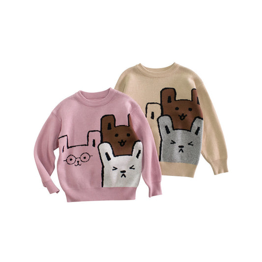 MyKids-USA® Baby Girls Kids Cute Animals Pattern Crew Neck Long Sleeves Knit Pullover