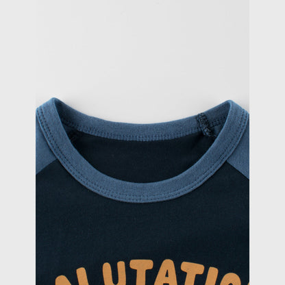 MyKids-USA® Boys Animal And Letters Print Color Patchwork T-Shirt In European And American Style