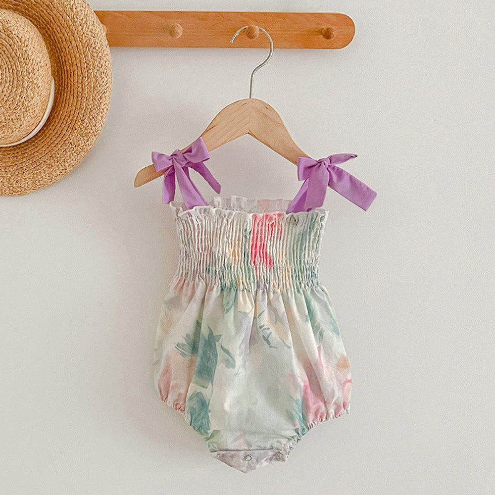 MyKids-USA® Baby Girls Sleeveless Off Shoulder Floral Pattern Strap Dress And bodysuit – Princess Sister Matching Set