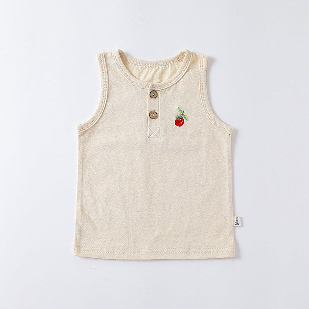 MyKids-USA® Baby Kids Unisex Fruit Embroidered Logo Sleeveless Simple Vest And Bloomers