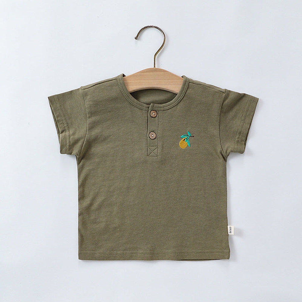 MyKids-USA® Baby Kids Unisex Fruit Embroidered Logo Short Sleeves Simple T-Shirt