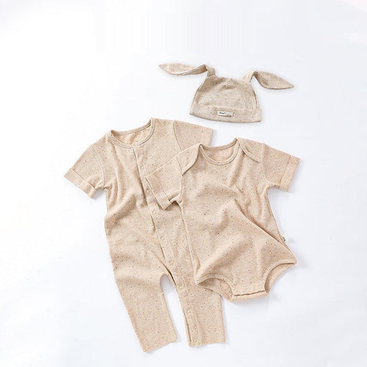 MyKids-USA® Summer Baby Boys And Girls Simple Solid Color Short Sleeves Crew Neck Tiny Dots Romper/bodysuit