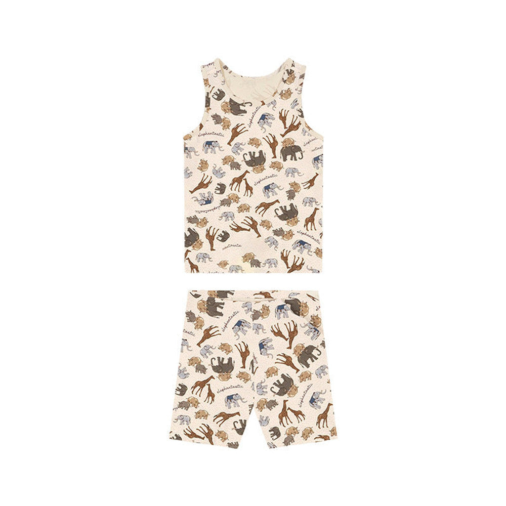 MyKids-USA® Baby Kids Unisex Animals Print Sleeveless Vest And Shorts Set