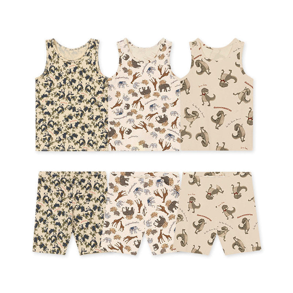 MyKids-USA® Baby Kids Unisex Animals Print Sleeveless Vest And Shorts Set