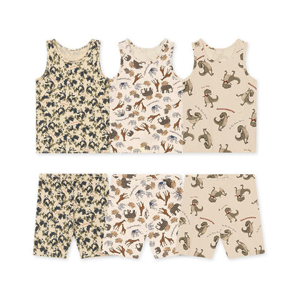 MyKids-USA® Baby Kids Unisex Animals Print Sleeveless Vest And Shorts Set