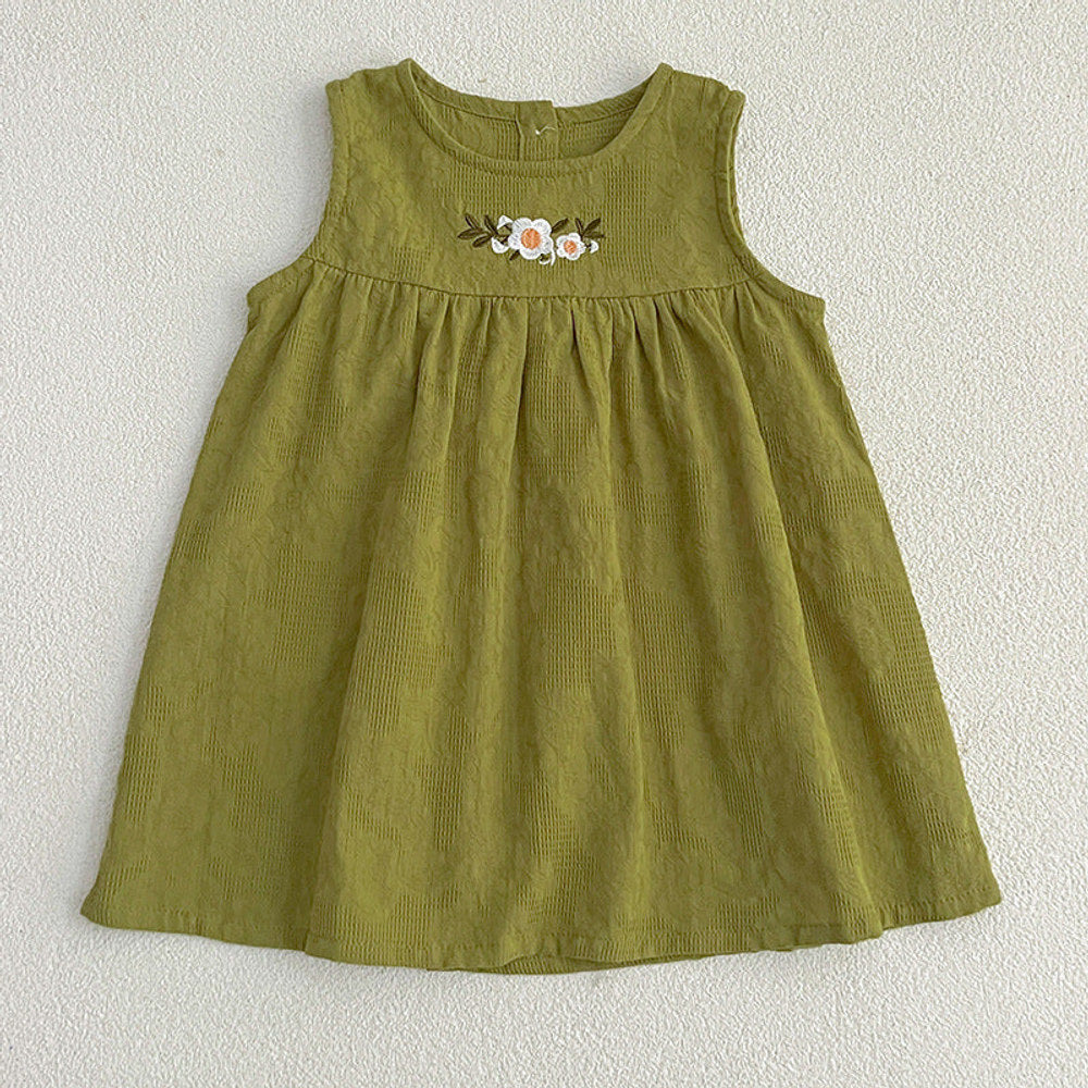MyKids-USA® Baby Girls Sleeveless Floral Embroidered Pattern Simple Dress And bodysuit – Princess Sister Matching Set