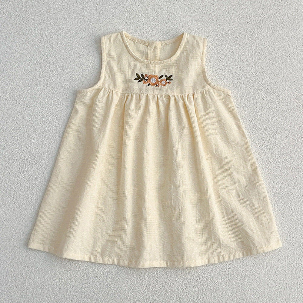 MyKids-USA® Baby Girls Sleeveless Floral Embroidered Pattern Simple Dress And bodysuit – Princess Sister Matching Set
