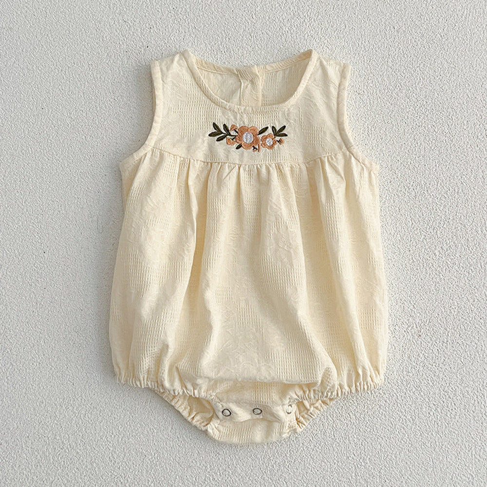 MyKids-USA® Baby Girls Sleeveless Floral Embroidered Pattern Simple Dress And bodysuit – Princess Sister Matching Set
