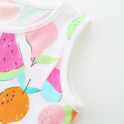 MyKids-USA® Girls’ Colorful Fruits Pattern Print Sleeveless Dress