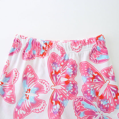 MyKids-USA® Baby Kids Girls Butterfly Cartoon Print T-Shirt And Shorts Clothing Set