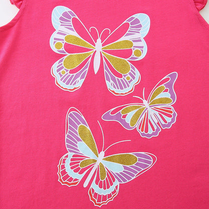 MyKids-USA® Baby Kids Girls Butterfly Cartoon Print T-Shirt And Shorts Clothing Set