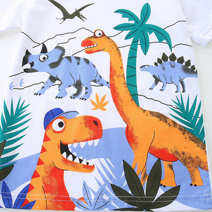 MyKids-USA® Baby Kids Boys Dinosaurs Cartoon Print T-Shirt And Shorts Clothing Set