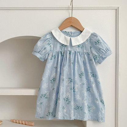 MyKids-USA® Arrival Summer Girls Peter Pan Collar Short Sleeves bodysuit And Dress – Princess Sister Matching Set