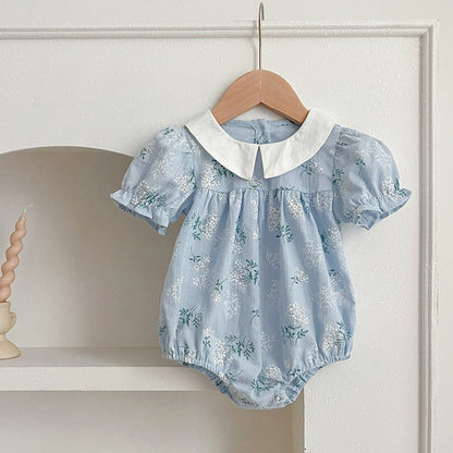 MyKids-USA® Arrival Summer Girls Peter Pan Collar Short Sleeves bodysuit And Dress – Princess Sister Matching Set