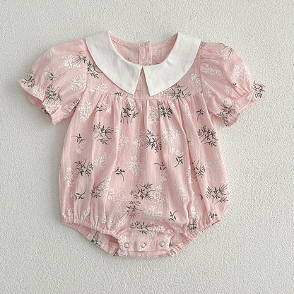 MyKids-USA® Arrival Summer Girls Peter Pan Collar Short Sleeves bodysuit And Dress – Princess Sister Matching Set