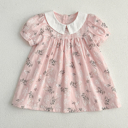 MyKids-USA® Arrival Summer Girls Peter Pan Collar Short Sleeves bodysuit And Dress – Princess Sister Matching Set