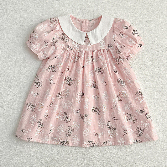 MyKids-USA® Girls Peter Pan Collar Short Sleeves bodysuit And Dress – Princess Sister Matching Set