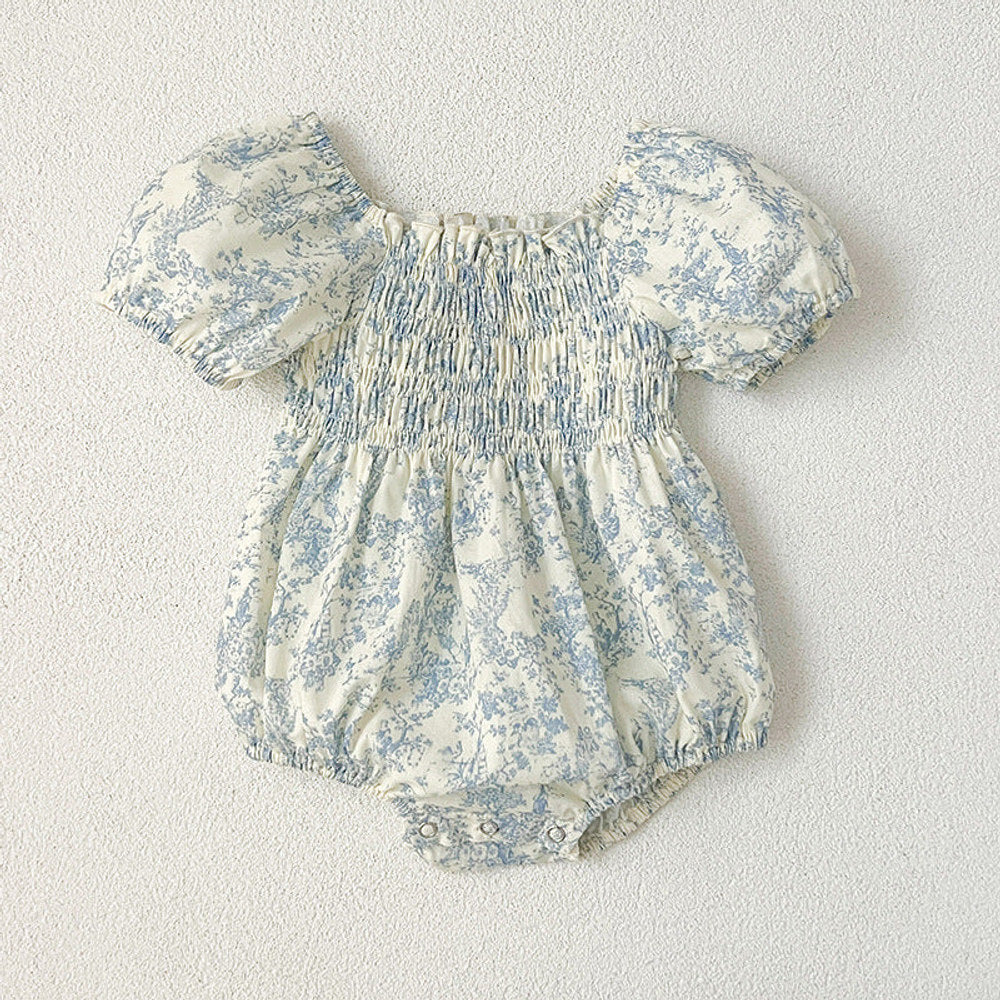 MyKids-USA® Design Girls Square Neck Short Puff Sleeves Floral Print bodysuit And Dress – Princess Sister Matching Set