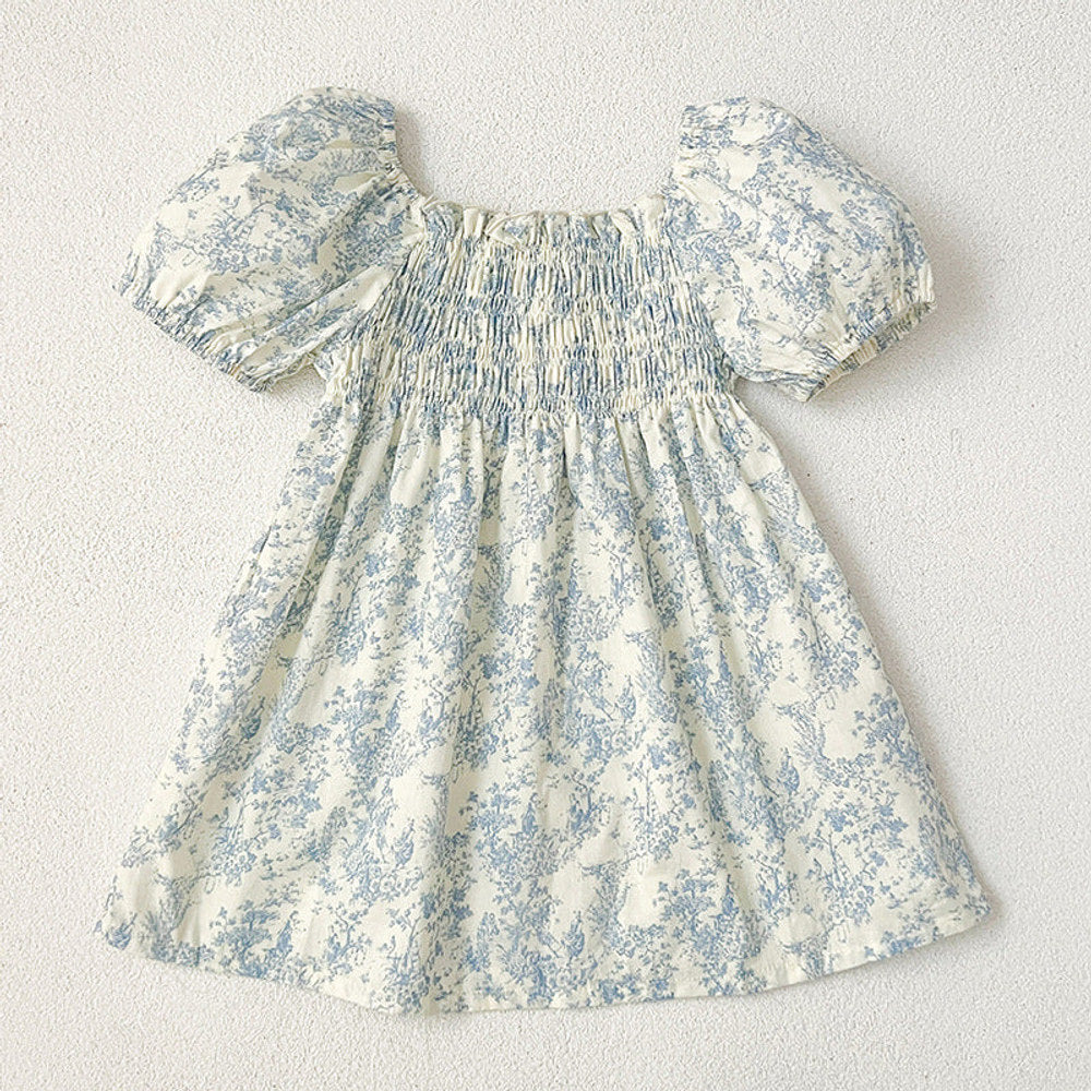 MyKids-USA® Design Girls Square Neck Short Puff Sleeves Floral Print bodysuit And Dress – Princess Sister Matching Set