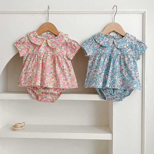 MyKids-USA® Baby Kids Girls Floral Print Short Sleeves Top And Bloomers