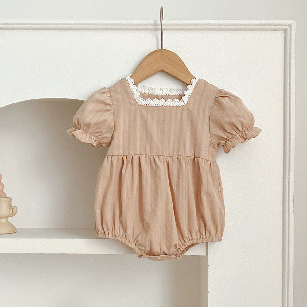MyKids-USA® Baby Girls Plain Short Sleeves Square Neck bodysuit
