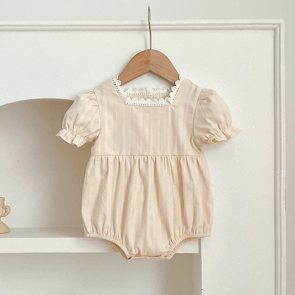 MyKids-USA® Baby Girls Plain Short Sleeves Square Neck bodysuit