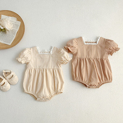 MyKids-USA® Baby Girls Plain Short Sleeves Square Neck bodysuit