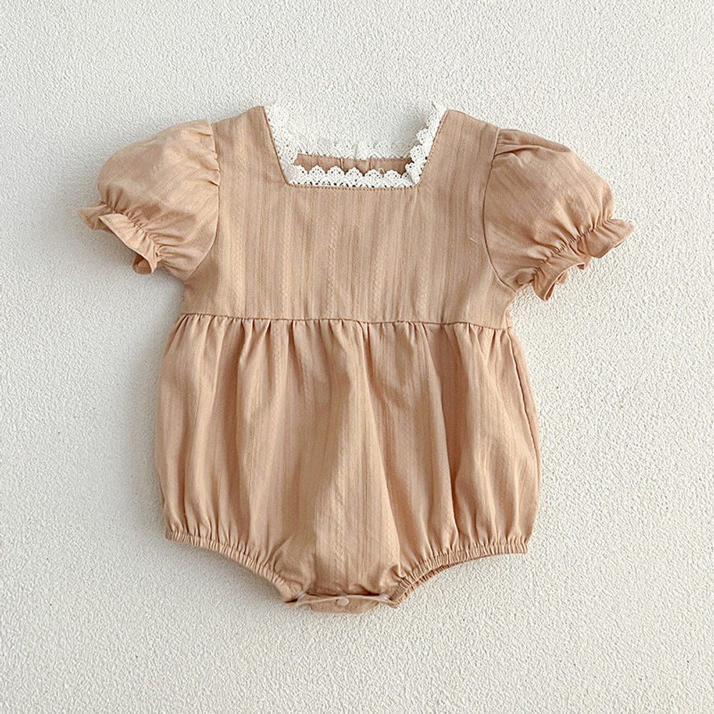 MyKids-USA® Baby Girls Plain Short Sleeves Square Neck bodysuit