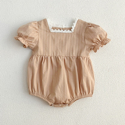 MyKids-USA® Baby Girls Plain Short Sleeves Square Neck bodysuit