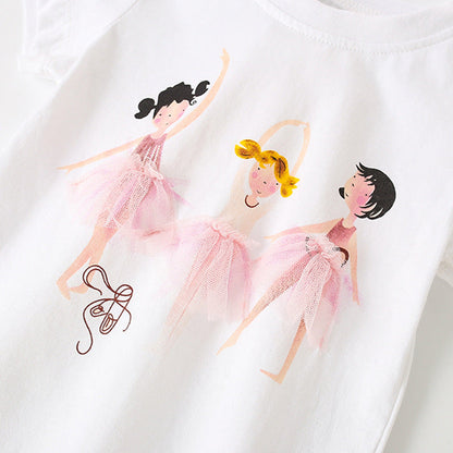 MyKids-USA® Baby Kids Girls Cartoon Print T-Shirt And Shorts Clothing Set