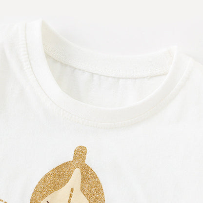 MyKids-USA® Baby Kids Girls Angel Print T-Shirt And Shorts Clothing Set