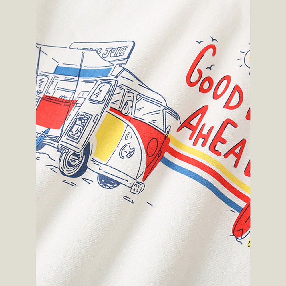 MyKids-USA® Boys’ Cartoon And Letters Print White T-Shirt In European And American Style