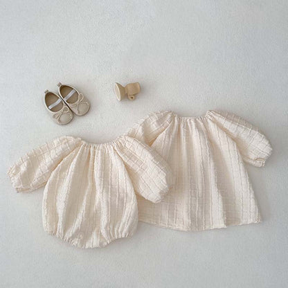 MyKids-USA® Design Baby Kids Girls Solid Color Simple Plaid Pattern Dress And bodysuit Clothing Set