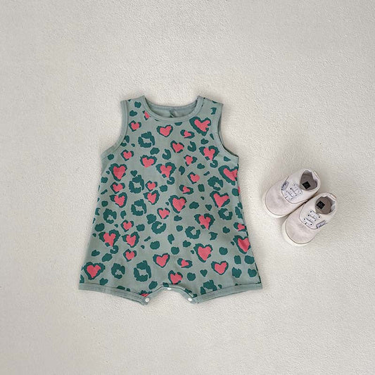MyKids-USA® Baby Unisex Sleeveless Cute Dinosaur Design Heart Pattern bodysuit