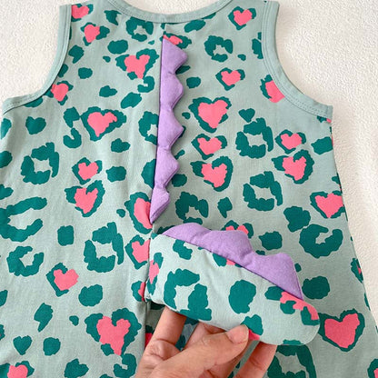 MyKids-USA® Baby Unisex Sleeveless Cute Dinosaur Design Heart Pattern bodysuit