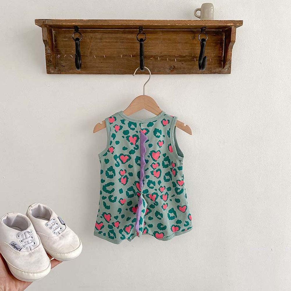MyKids-USA® Baby Unisex Sleeveless Cute Dinosaur Design Heart Pattern bodysuit