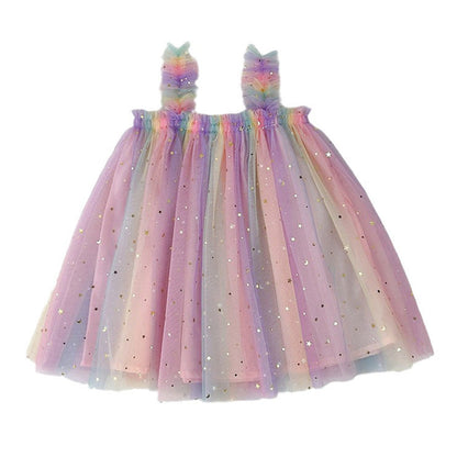 MyKids-USA® Design Kids Girls Elegant Fairy Style Sequin Mesh Sleeveless Dress