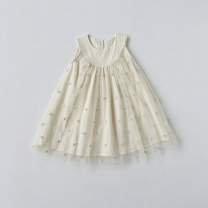 MyKids-USA® Design Kids Girls Sleeveless Rose Embroidery Mesh Dress
