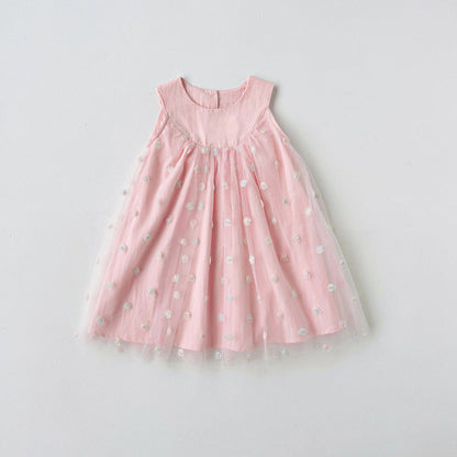 MyKids-USA® Design Kids Girls Sleeveless Rose Embroidery Mesh Dress