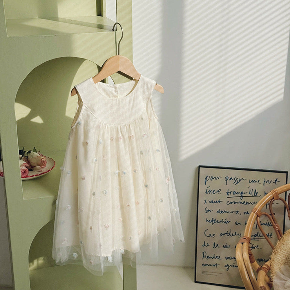 MyKids-USA® Design Kids Girls Sleeveless Rose Embroidery Mesh Dress