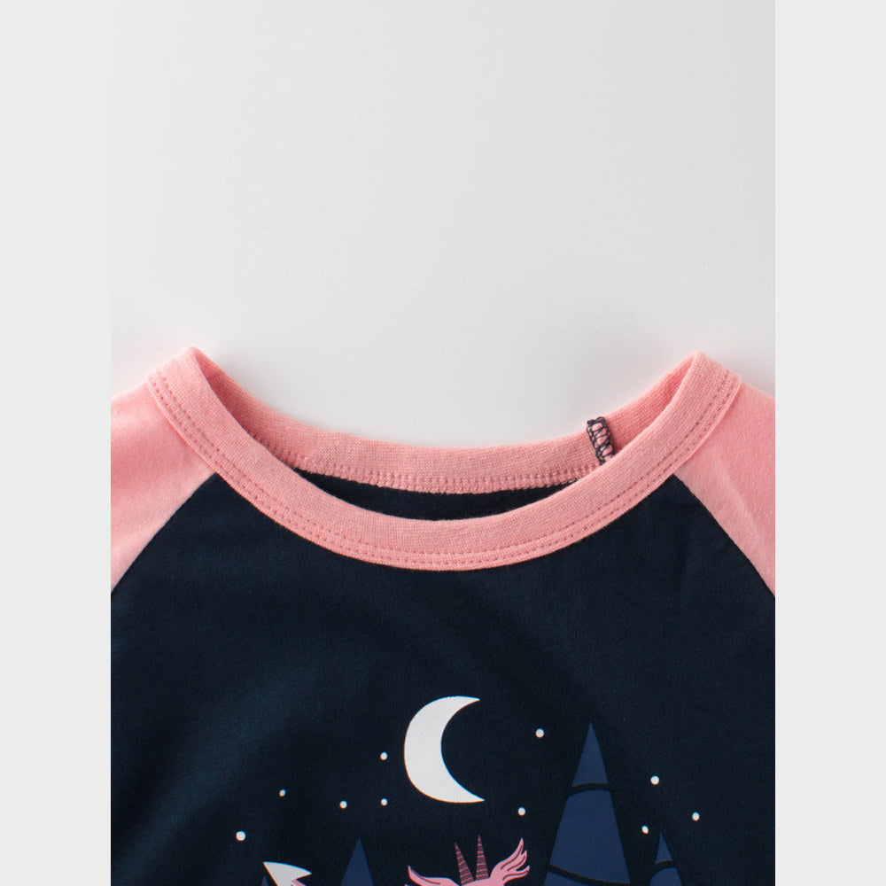 MyKids-USA® Cartoon Dragon Print Girls’ T-Shirt In European And American Style