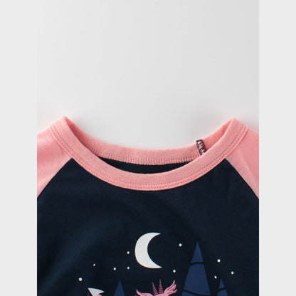 MyKids-USA® Cartoon Dragon Print Girls’ T-Shirt In European And American Style