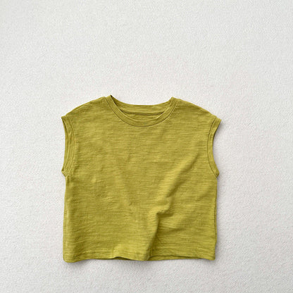 MyKids-USA® Kids Unisex Crew Neck Sleeveless Thin Solid Color Top Vest