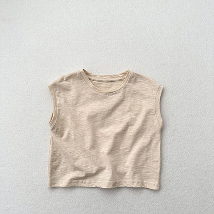 MyKids-USA® Kids Unisex Crew Neck Sleeveless Thin Solid Color Top Vest
