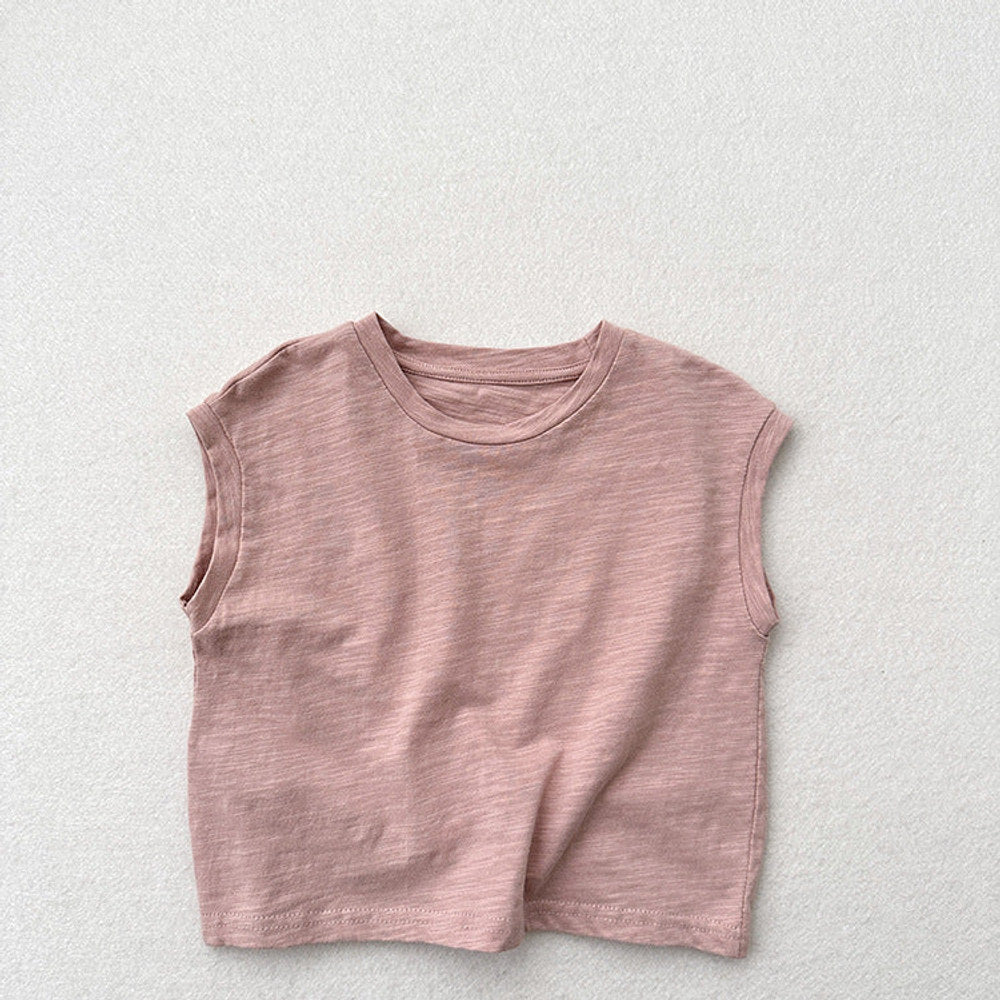 MyKids-USA® Kids Unisex Crew Neck Sleeveless Thin Solid Color Top Vest