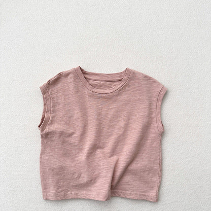 MyKids-USA® Kids Unisex Crew Neck Sleeveless Thin Solid Color Top Vest
