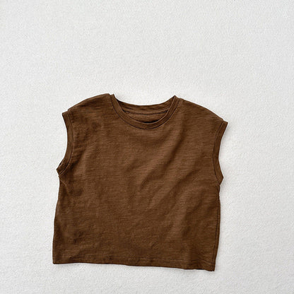 MyKids-USA® Kids Unisex Crew Neck Sleeveless Thin Solid Color Top Vest