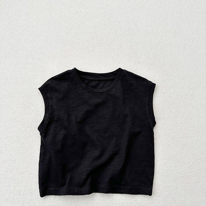 MyKids-USA® Kids Unisex Crew Neck Sleeveless Thin Solid Color Top Vest